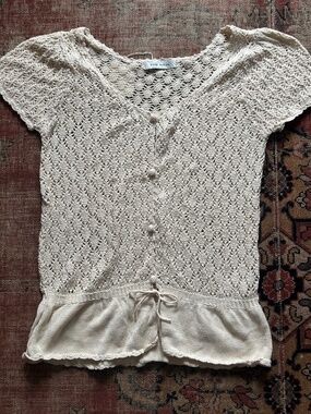 Japanese Designer Crochet Cardigan Tee